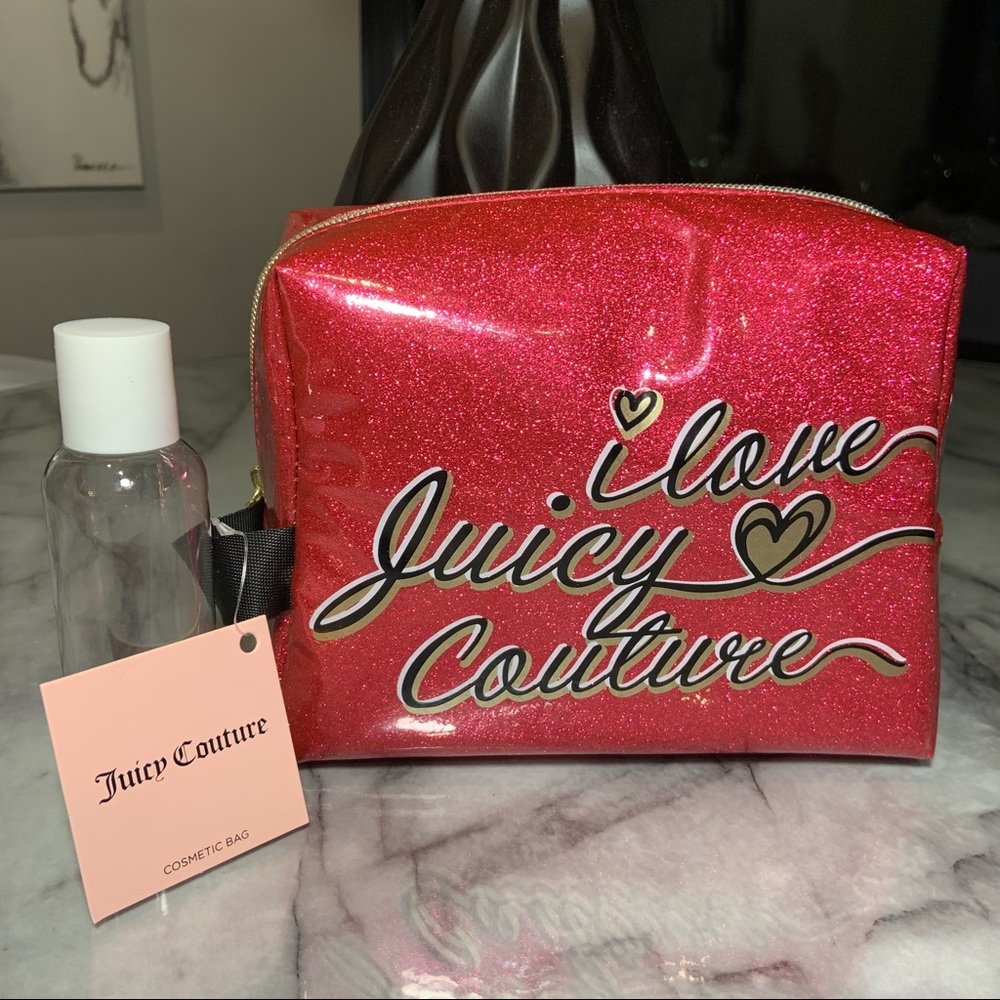 Juicy Couture Los Angeles, California Sparkly Pink Cosmetic Bag